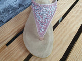 OOG Damen Zehentrenner Glitzer  Softfußbett Pink