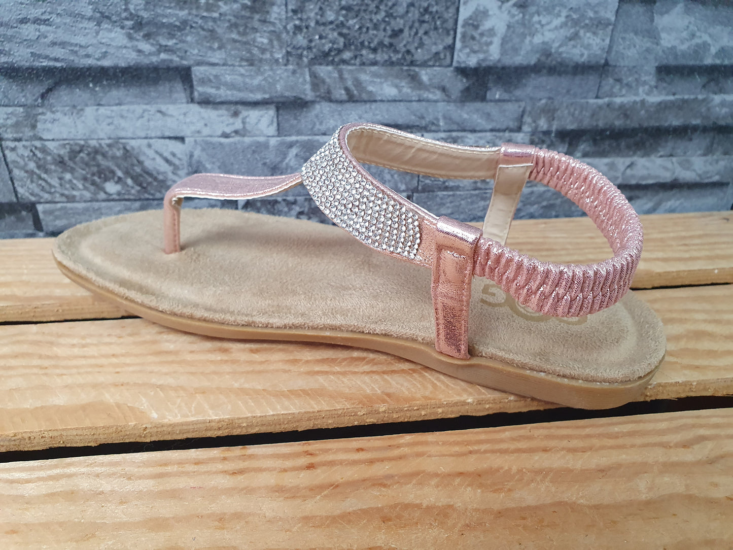 OOG Damen Zehentrenner Glitzer  Softfußbett Pink