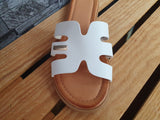 Damen Pantolette Sommer Weiß Flache Sandalen