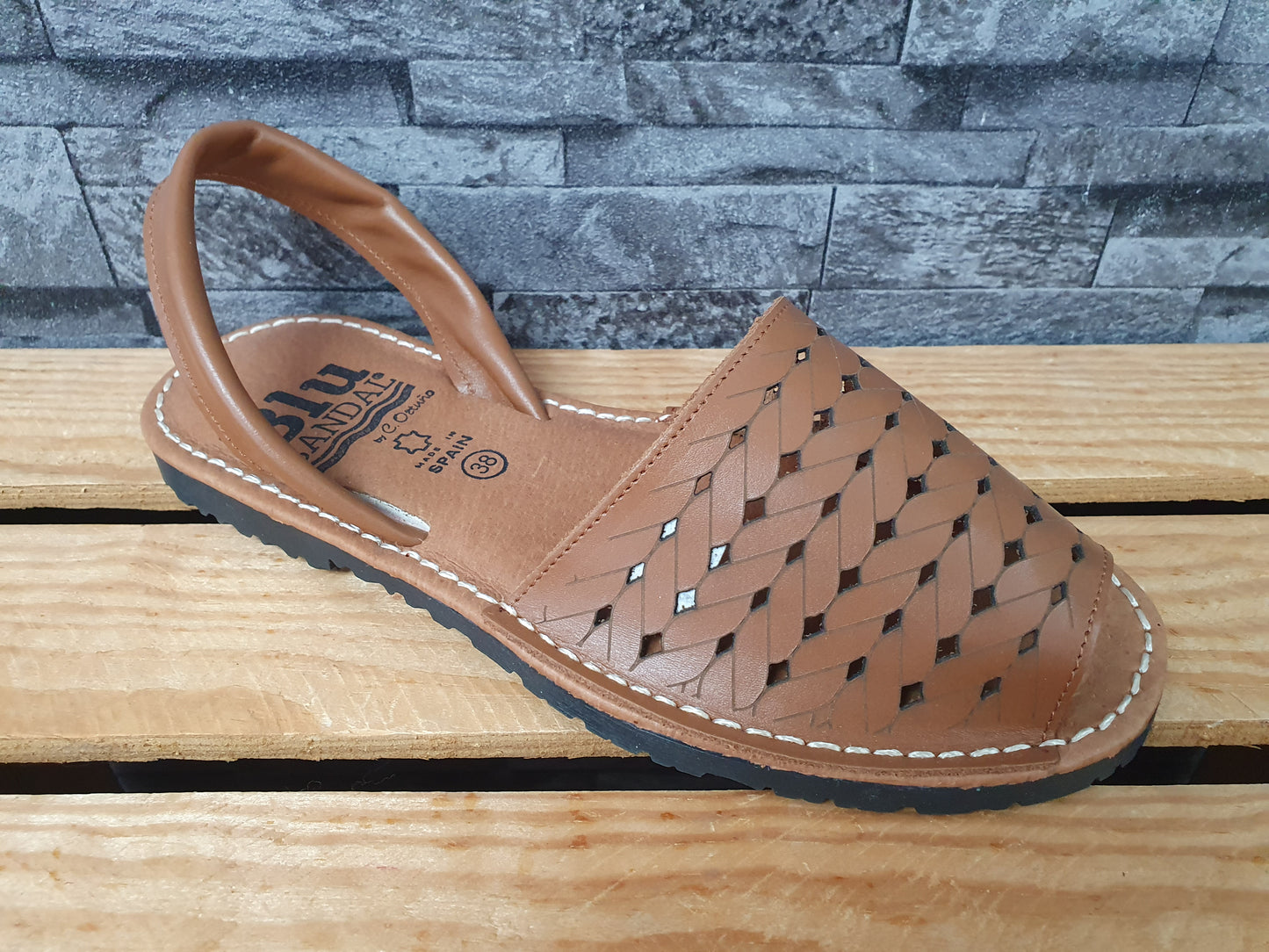 Blu Sandal Spanische Sandalen Leder Softfußbett