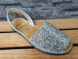 Avarca Damen Spanische Sandalen Leder Glitzer Riemchen
