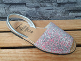 Avarca Damen Spanische Sandalen Leder Glitzer Riemchen