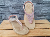 OOG Damen Zehentrenner Glitzer  Softfußbett Pink