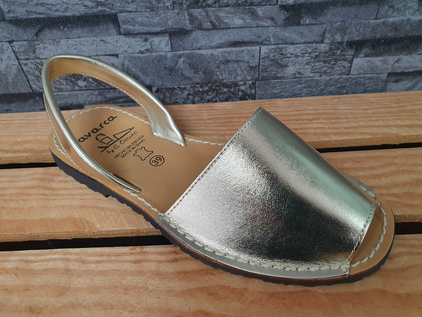Avarca Damen Spanische Sandalen Leder Silber Gold