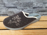 Scandi Damen Hausschuhe Textil Blumen Braun & Grau & Blau