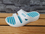 Scandi Damen Badeschuhe Pantolette Weiß &  Blau
