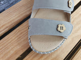 Scandi Damen Sandalen 3 x Klett Grau Blumen Sommer