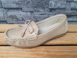 Damen Comfort Ballerina  Beige Snake