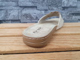 Scandi  Fly Soft Damen Pantolette Sommer Beige Glitzer Lederinnensohle Blume