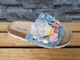 Damen Pantolette Damen  3D Blumen Schuhe Sommer