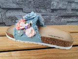 Damen Pantolette Damen  3D Blumen Schuhe Sommer
