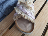 Damen Pantolette Sandalette Plateau Pink Beige