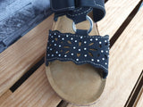 Damen Natura Pantolette Schwarz Kailabsatz Glitzer 1 x Klett