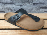 Zehentrenner Damen Sandalette Silber & Schwarz