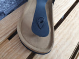 Zehentrenner Damen Sandalette Silber & Schwarz