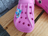 Kinder Clogs Schuhe Badeschuhe Türkis & Weiß &  Fuchsia & Peach
