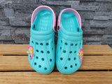 Kinder Clogs Schuhe Badeschuhe Türkis & Weiß &  Fuchsia & Peach