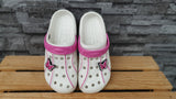 Kinder Clogs Schuhe Badeschuhe Türkis & Weiß &  Fuchsia & Peach