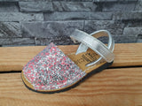Avarca Spanische Mädchen Glitter Sandalen- Silber & Rosa