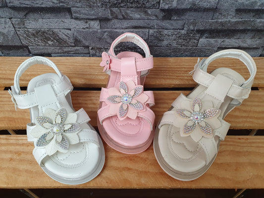 Kinder Sommersandalen mit Klettverschluss – Blumenmotiv