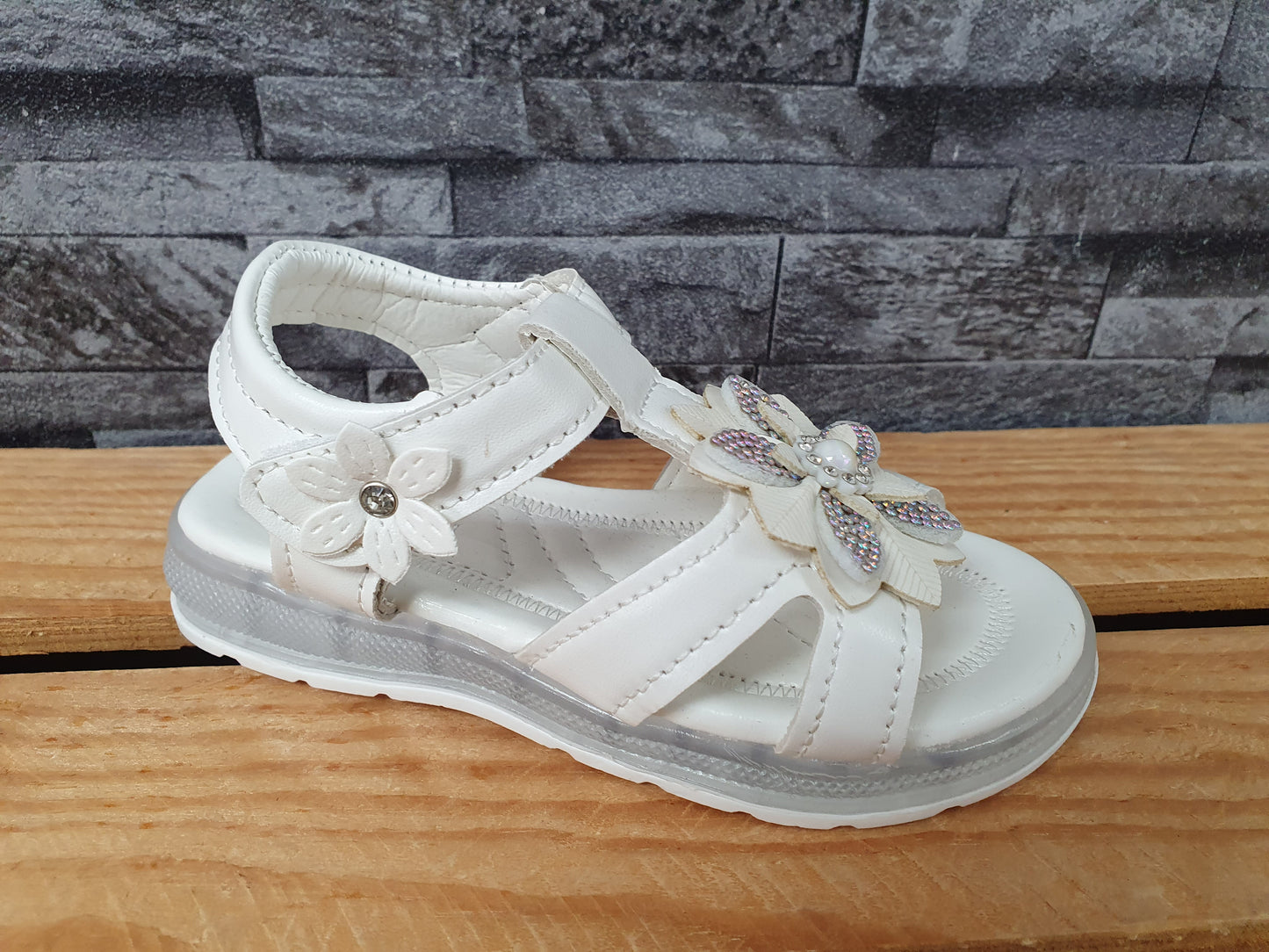 Kinder Sommersandalen mit Klettverschluss – Blumenmotiv