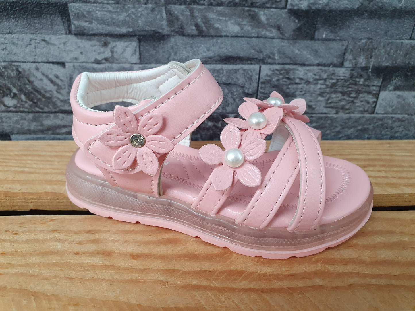 Mädchen Sommersandalen mit Perlen & Klettverschluss