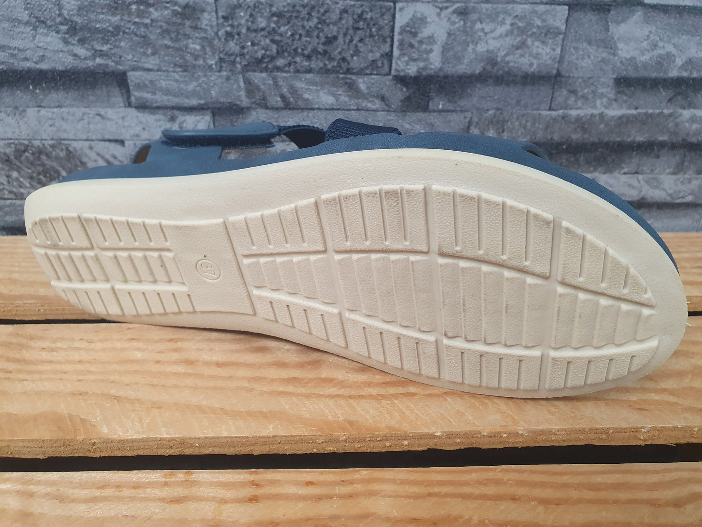 Damen Scandi Sandalen 1x Klett Blau Größe 37-40