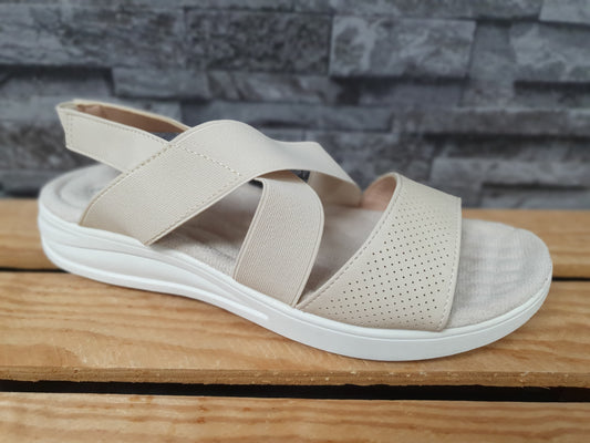 Damen  Scandi Sandalen  Beige Elastischem Textil Beige Comfort
