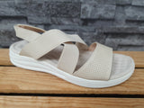 Damen  Scandi Sandalen  Beige Elastischem Textil Beige Comfort