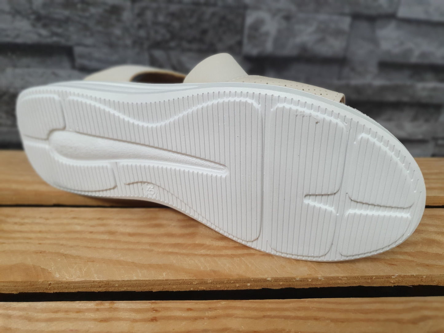 Damen  Scandi Sandalen  Beige Elastischem Textil Beige Comfort