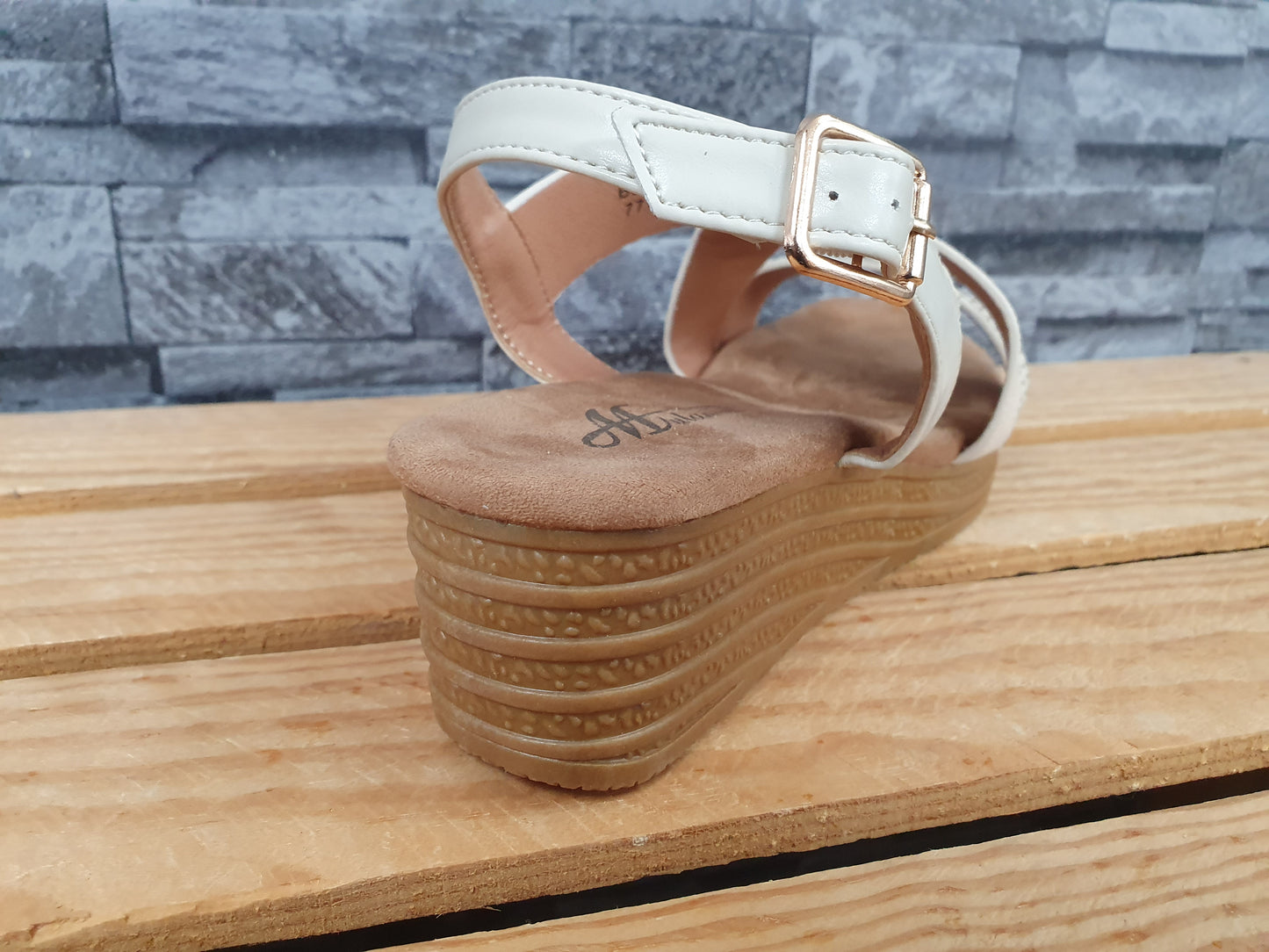 Damen Sandalette Riemchensandalen  Kailabsatz Beige  &  Schwarz