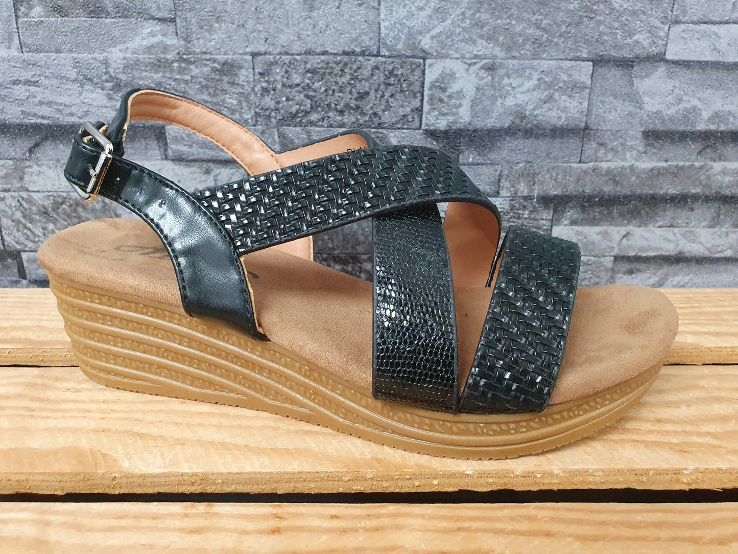 Damen Sandalette Riemchensandalen  Kailabsatz Beige  &  Schwarz