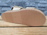 Damen Sandalen  Riemensandalette 2¹ x Klett Beige Textil Größe 39-41