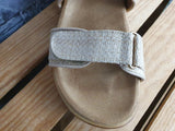 Damen Sandalen  Riemensandalette 2¹ x Klett Beige Textil Größe 39-41