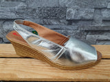 Damen Xusandal Spanien  Comfort  Sandalen Kailabsatz Silber & Schwarz