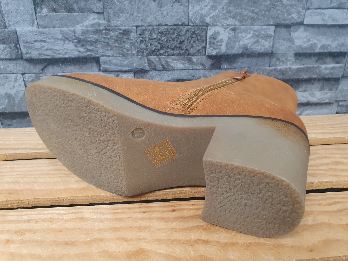Damen Stifelette  Camel Chelsea Boots Vintage