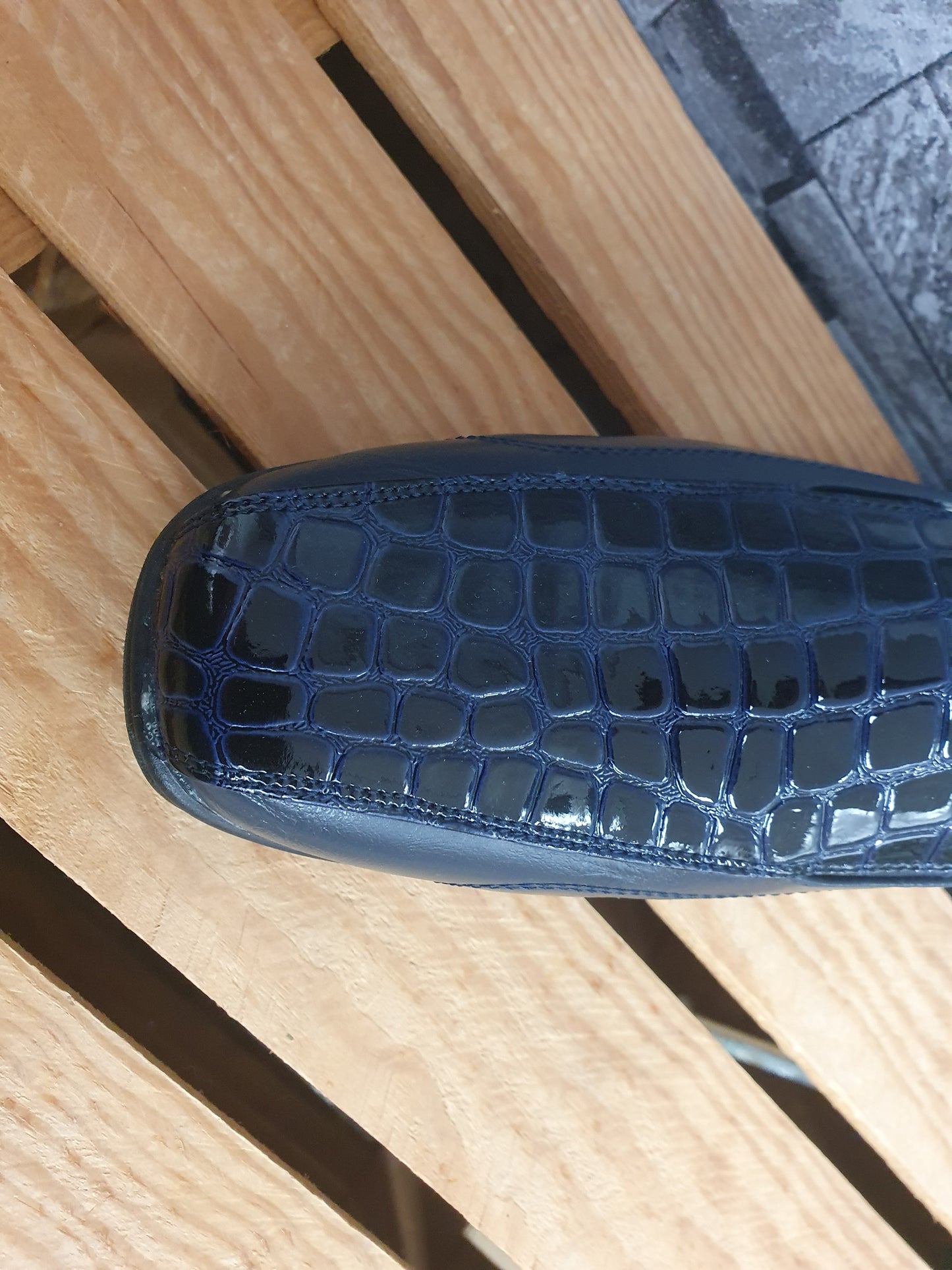 Damen Halbschuhe Blau Lack