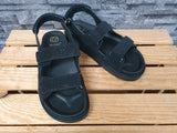 Damen Sandalen 3 x Klett  Schwarz  Steinchen Riemensandalette Plateau