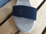 Damen Sandalen 2 x Klett  Keilsandalette Schwarz Glitzer Größe 37-39