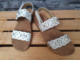 Damen Sandalen 1 x Klett Glitzer Weiß  &  Beige Größe 36-41