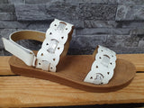 Damen Sandalen 1 x Klett Glitzer Weiß  &  Beige Größe 36-41