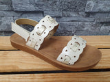 Damen Sandalen 1 x Klett Glitzer Weiß  &  Beige Größe 36-41