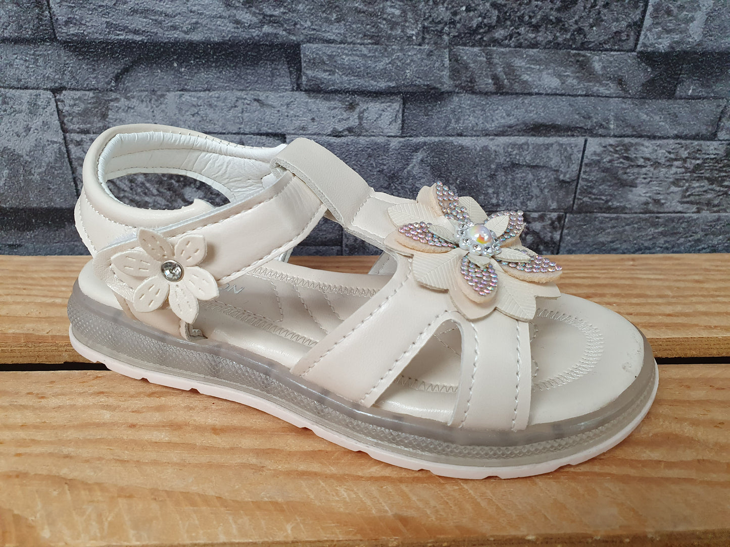 Kinder Sommersandalen mit Klettverschluss – Blumenmotiv