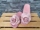Damen Badeschuhe Badelatschen Rosa Schick Blume
