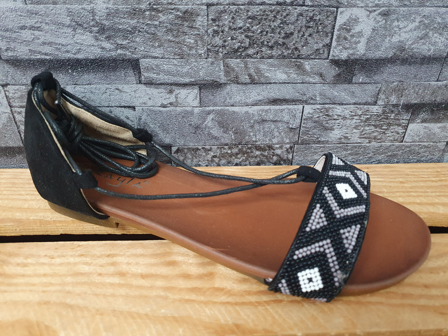 Damen Riemensandalen Schnürsandalen¹Sandalen Schsarz