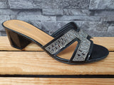 Damen Pantolette Sandalette Schwarz  Lack Glitzer Größe 41