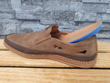 Herren Magnus  Slipper Mokassin Gummi Sohle Lochmuster 2x seitl. Gummizug Braun