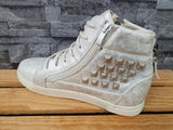 Damen Sneaker Nieten   Knöchelschuh Silber Schwarz  &  Schuhe