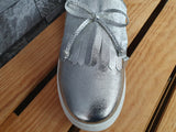 Damen Slipper  Sneaker Schuhe Silber Slip On