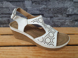 Damen Sandalen Sandalette Schuhe Schwarz Weiß Klett